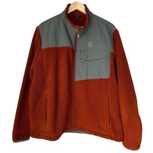 Lands' End Fleece Nylon Upper Men's Jacket, Burnt Orange and Gray, XL